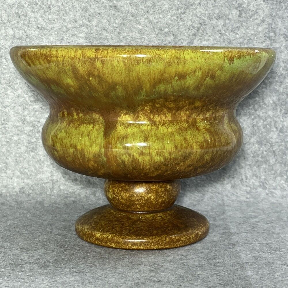 Haeger Pottery Planter Vase MCM Green Brown Sputnik‎ Speckled Glaze Stamped USA